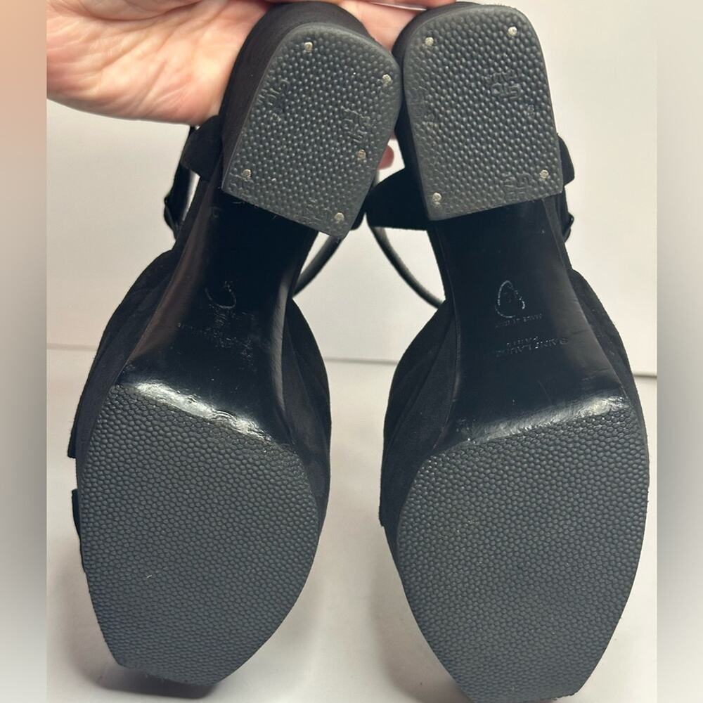 Saint Laurent Paris Candy Bow Black Suede Platform Sandals IT 38 US 8 Authentic - Picture 9 of 15